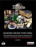 Mundane Arcane Items Tables