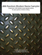 d66 Random Modern Name Sampler