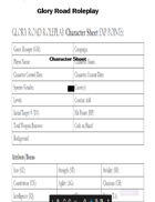 Glory Road Character Sheet