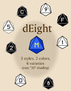 dEight polyhedral dice fonts