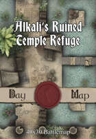 40x30 Battlemap - Alkali’s Ruined Temple Refuge