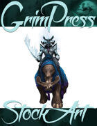 Basic Fantasy Stock Art - Frost Samurai (with mount)