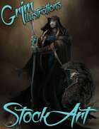 Premium Fantasy Stock Art - Wizard #10 (necromancer with pet)
