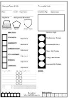 Into the Unknown - Character Sheets