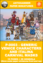 P-0003 -GENERIC VENICE CHARACTERS AND ITALIAN CARNIVAL MASKS
