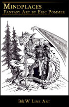 Line Art, Armoured Warrior with Young Blue Dragon