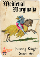 Medieval Marginalia - Knight on Horseback - STOCK ART
