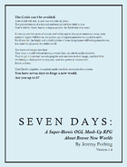 SEVEN DAYS: A Super-Heroic OGL Mash-Up RPG