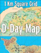 D-Day Map with 1 Kilometer Square Grid