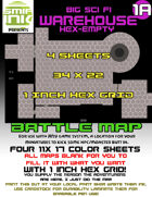 4 sheet BATTLEMAP HEX SCI FI WAREHOUSE EMPTY