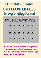 EDITABLE COLDWAR ERA EUROPEAN TANK Counters for replacement and extension of your own boardgames