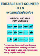 EDITABLE MEDIEVAL ASIAN NAVAL Counters for replacement and extension of your own boardgames