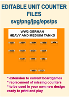 EDITABLE VECTOR GRAPHIC WW2 GERMAN TANK Unit Counters (Pz IV,V and VI Variants) for replacement and extension of your own boardgames