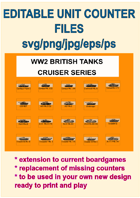 EDITABLE VECTOR GRAPHIC WW2 BRITISH CRUISER TANK UNITS Counters for replacement and extension of your own boardgames