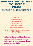 65+ EDITABLE WW2 BRITISH UNIT COUNTERS REPLACE OR EXTEND YOUR OWN GAMES