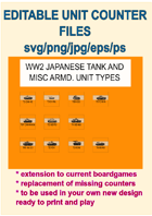 EDITABLE VECTOR GRAPHIC WW2 JAPANESE TANK AND MISC Unit Counters for replacement and extension of your own boardgames