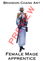 Fantasy Character Stock Art: Female Mage Apprentice