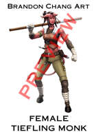 Fantasy Character Stock Art: Female Tiefling Monk