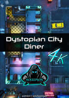 Dystopian City Diner 4k - Cyberpunk Animated Battle Map