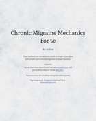 Chronic Migraine Mechanics For 5E