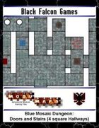 Blue Mosaic Dungeon: Doors and Stairs (4 square Hallways)