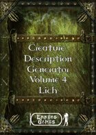 Creature Description Generator Volume 4 - Lich