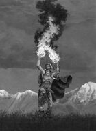 Infinite Images - Stock Illustration - Elemental Fire Shaman v2 - Quarter Page, GS 150ppi