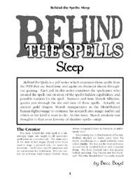 Behind the Spells: Sleep