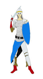 Woman in Maille with Sword and Shield - colour filler