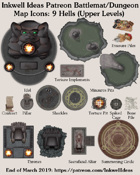 Dungeon/Battlemat 9 Hells Upper Levels Map Icons (Any Editor)