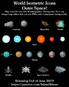 Worldographer Isometric Style Outer Space Map Icons