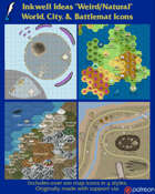 Worldographer Weird Natural Battlemat, Settlement, and World/Kingdom Map Icons