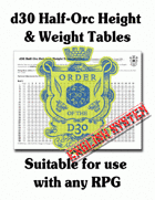d30 Half-Orc Height & Weight Table (English)