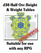 d30 Half-Orc Height & Weight Table (Metric)
