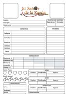 El Señor de la Rueda JDR, hoja de personaje (character sheet)