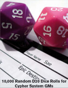 Random Cypher System Dice tables