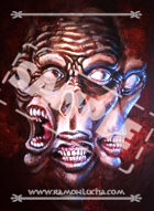 Image - Stock Art - Grayscale - Stock Illustration - Three faced Monster