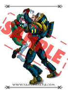 Image - Stock Art - Grayscale - Stock Illustration - Space zombie - Space warrior