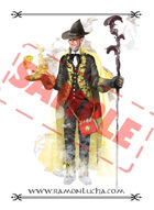 Image - Stock Art - Grayscale - Stock Illustration - Alchemist magician - Sorcerer