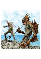 RPG Fantasy Illustration, Beach Fighting