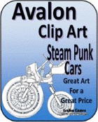 Avalon Clip Art, Steam Punk Cars