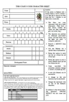The Comics Code - character sheet