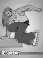 JEStockArt - Modern - Rollerblading Youth with Long-Hair - GNB