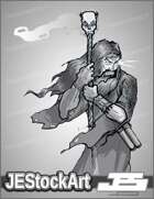 JEStockArt - Fantasy - Sketchy Wizard with Skull Staff - LNB
