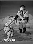JEStockArt - Fantasy - Hafling Rogue with Feline - GWB