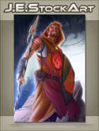 JEStockArt - Fantasy - Robed Adventurer with Spear and Shield - DPWB