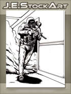 JEStockArt - Modern - Police Swat Officer Clearing Hallway - IWB
