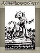 JEStockArt - Supers - Animal Themed Vigilante Over City - IWB