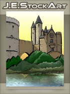 JEStockArt - Fantasy - Castle Towers Overlooking Water - CWB