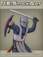 JEStockArt - Fantasy - Bucket Helmet Knight Swinging Sword - CNB